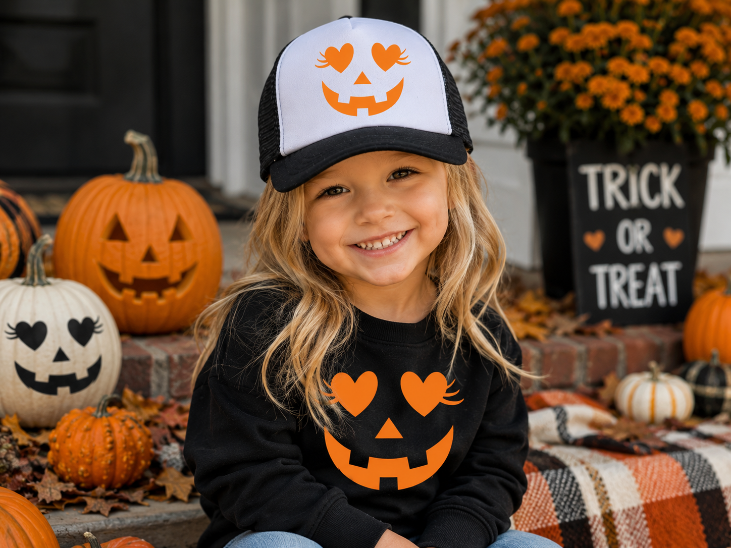 Girly Jack-o-Lantern Hat - Youth