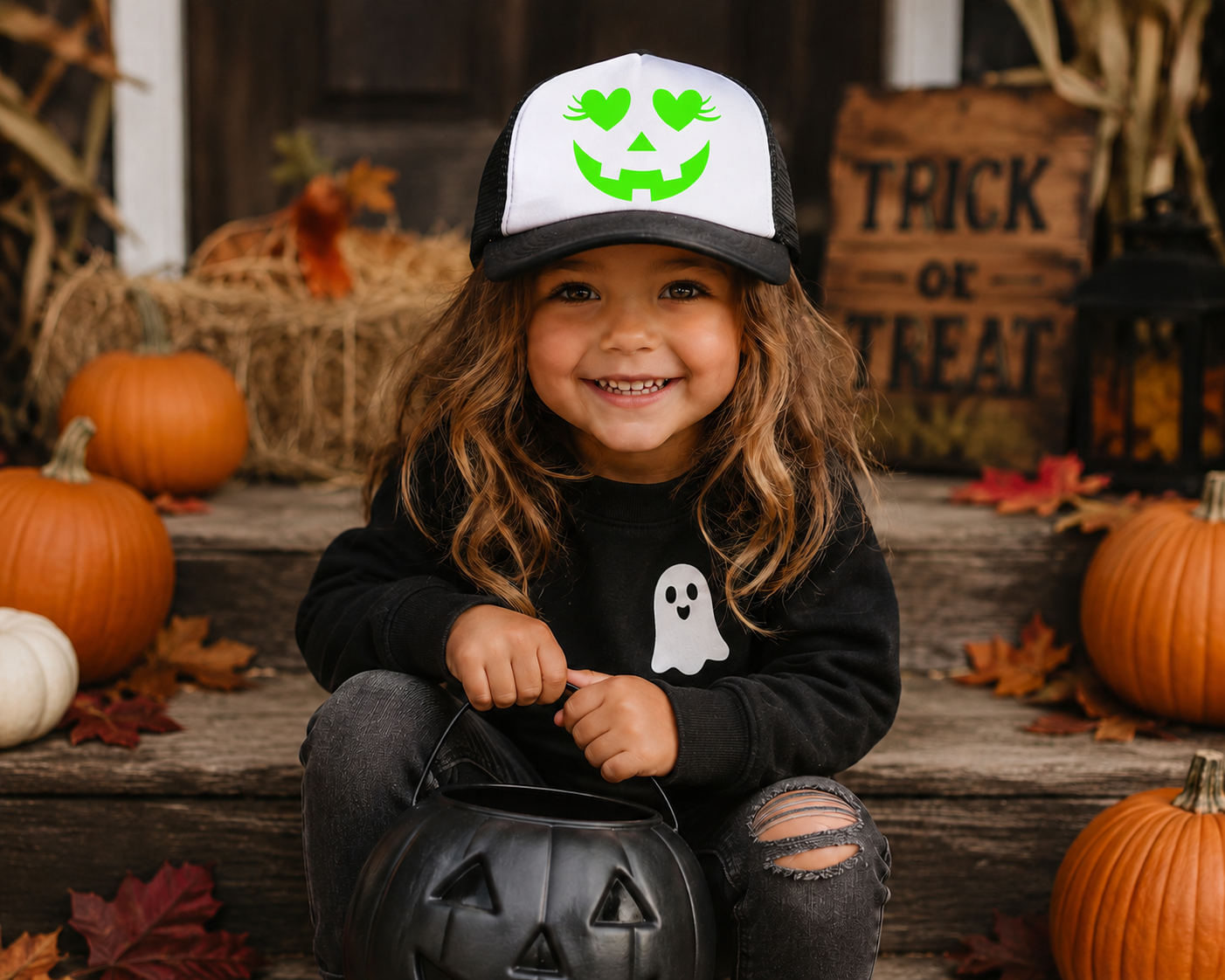 Girly Jack-o-Lantern Hat - Youth